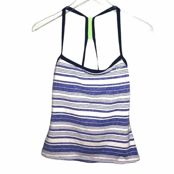 Nike Racerback Tank Blue White Stripe 8/M EUC - Picture 1 of 9